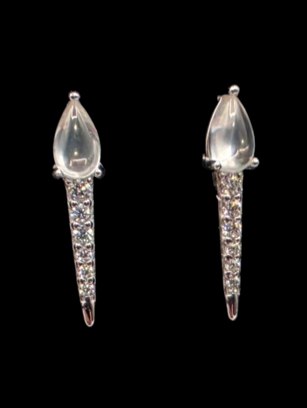 0.57 CTW Moissanite Solid 925 Sterling Silver Icicle Drop Teardrop Earrings